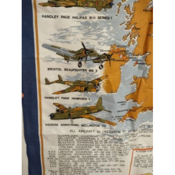 Vintage RAF Coastal Command Commemorative Cotton Tea Towel - Picture 8 of 11